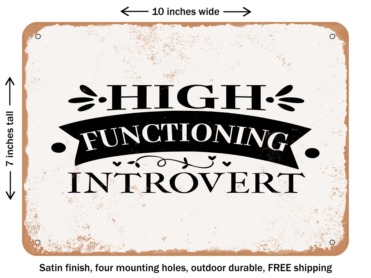 DECORATIVE METAL SIGN - High Functioning Introvert - 2 - Vintage Rusty Look